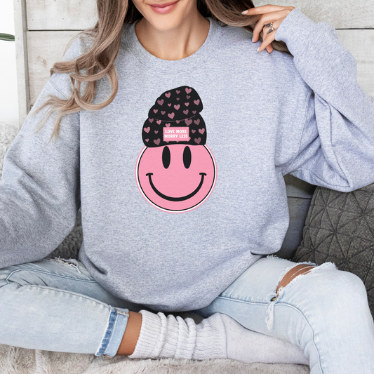 Love More Worry Less Smiley Crewneck