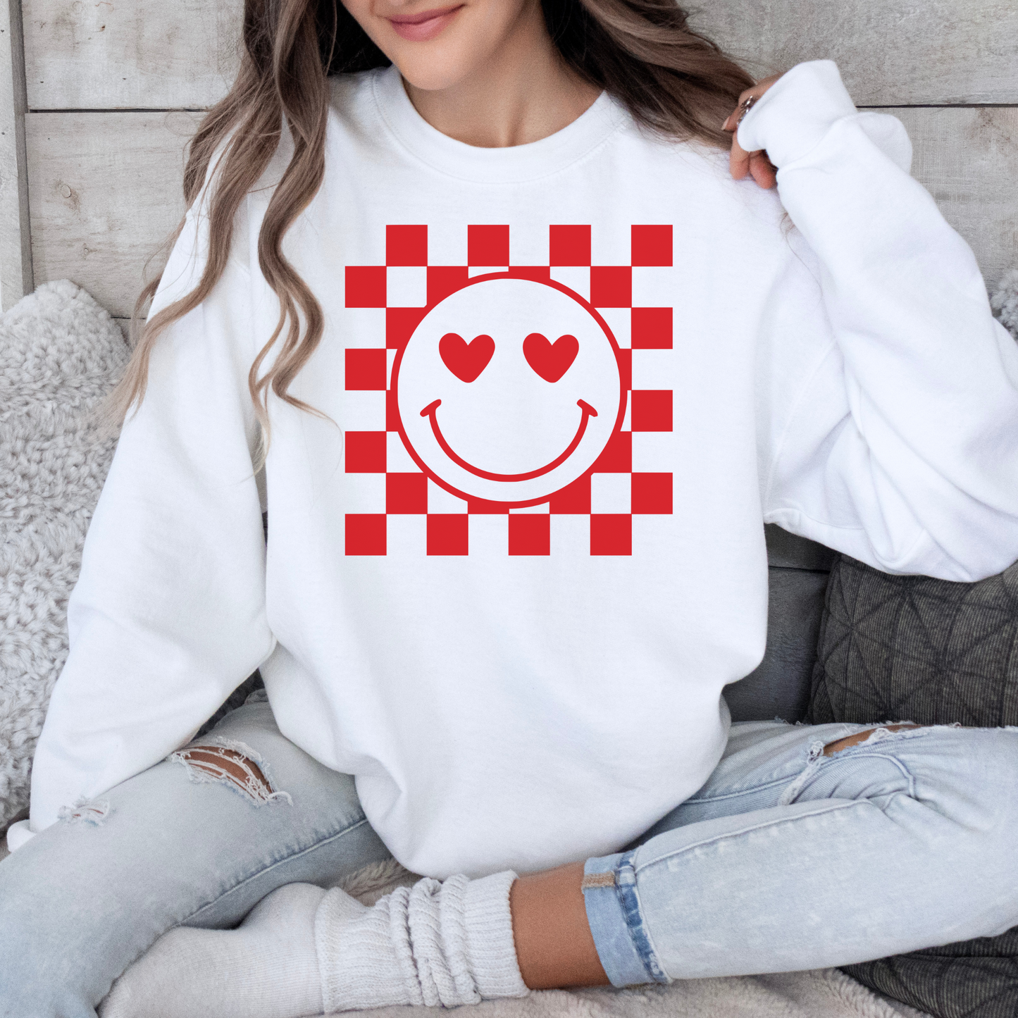 Retro Smiley Valentine Crewneck